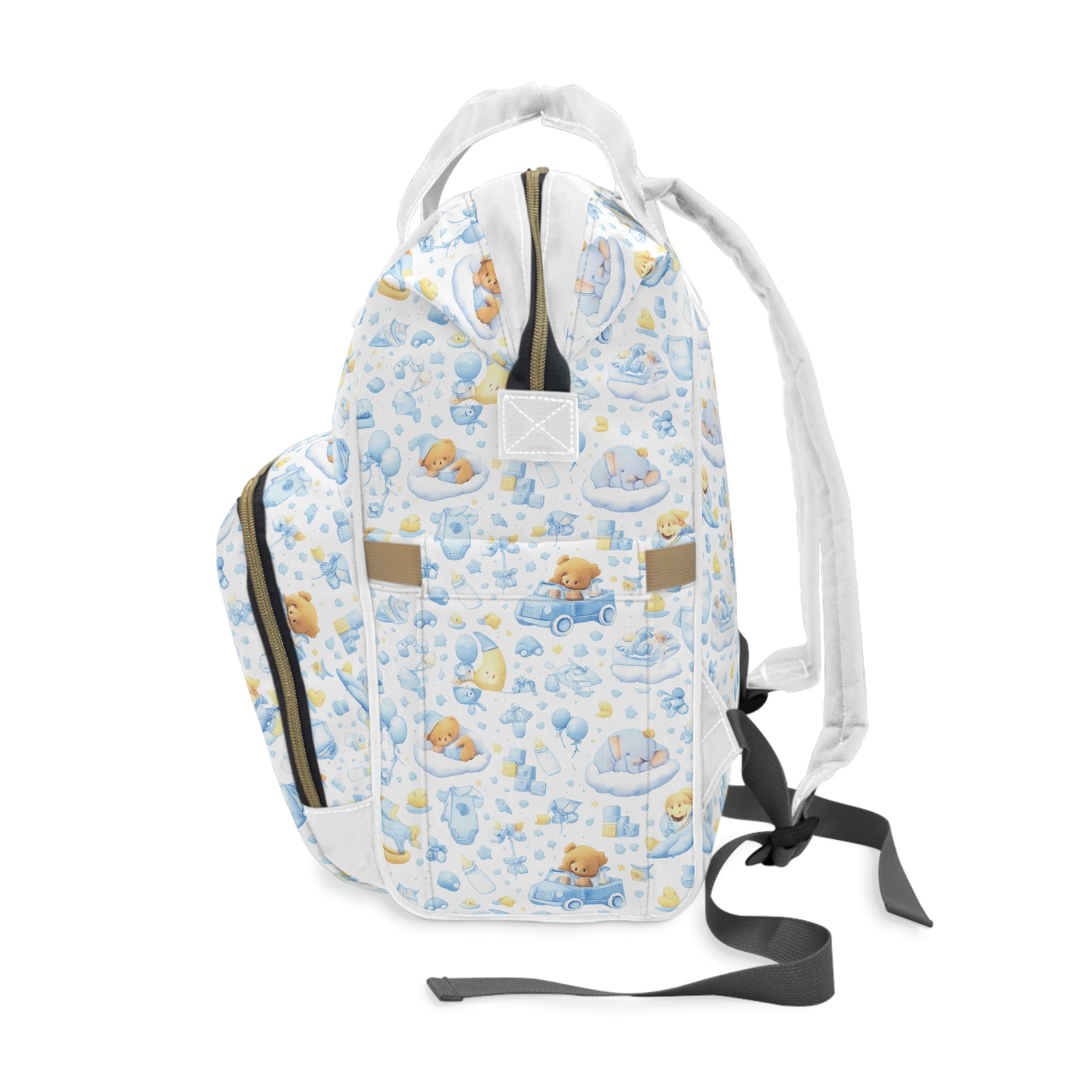 Faith Baby Diaper Backpack — "The joy of the Lord is my strength" (Blue Teddy Pattern)