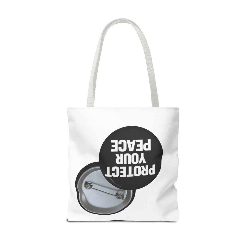 Tote — "Protect Your Peace" Button Design Cotton Tote Bag