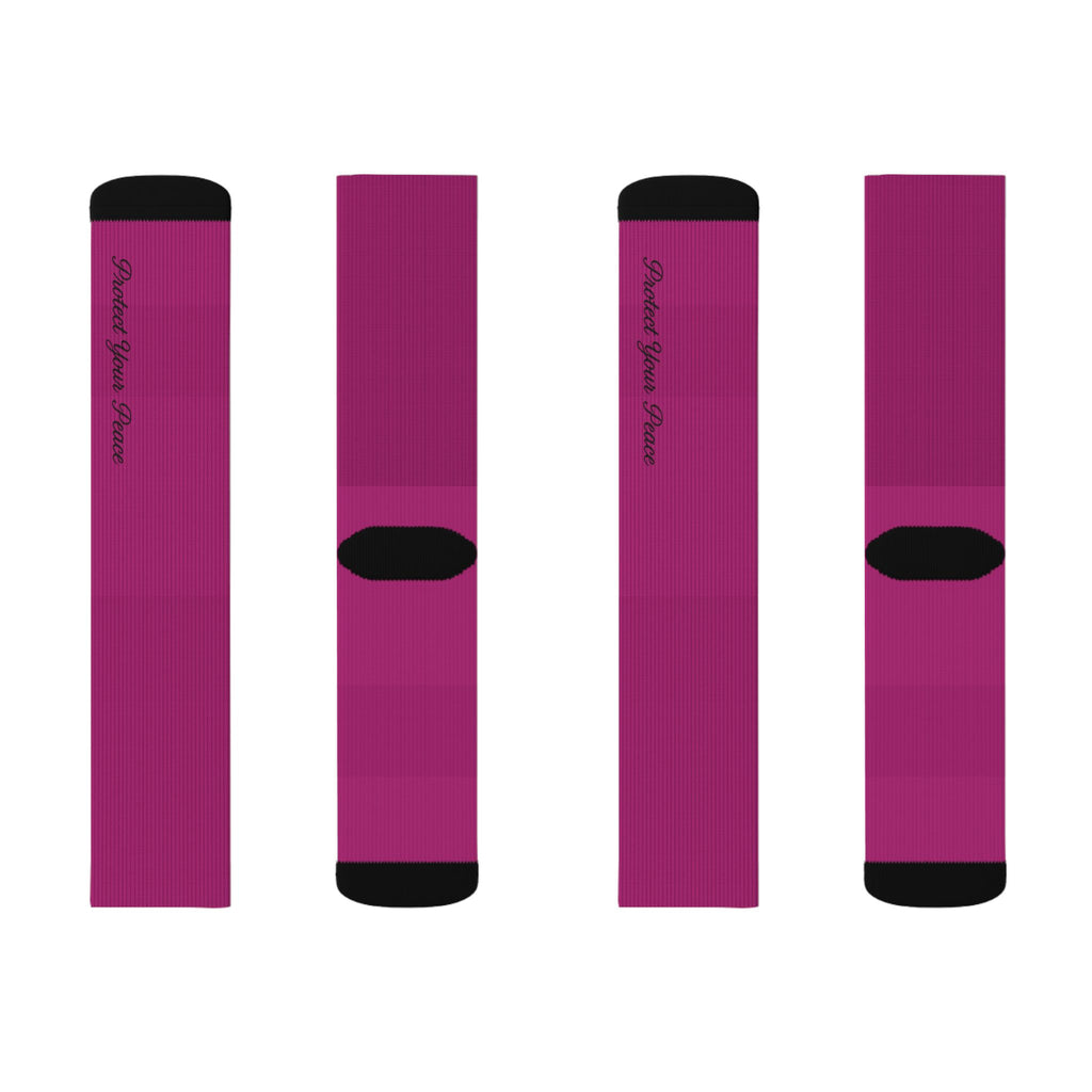 Protect Your Peace Magenta Sublimation Socks — Custom  Print Crew Socks