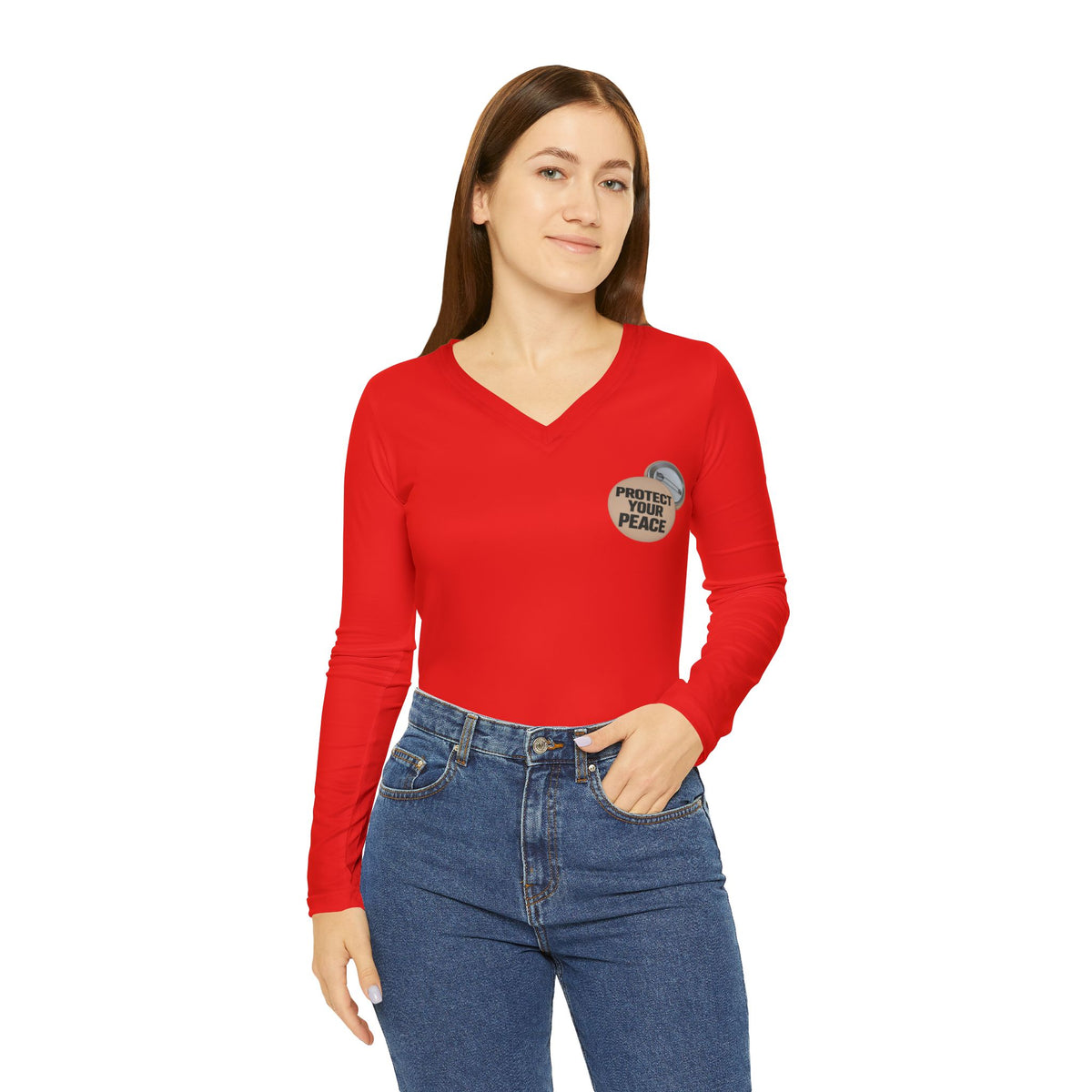 Protect Your Peace Women's Long Sleeve V-Neck Shirt