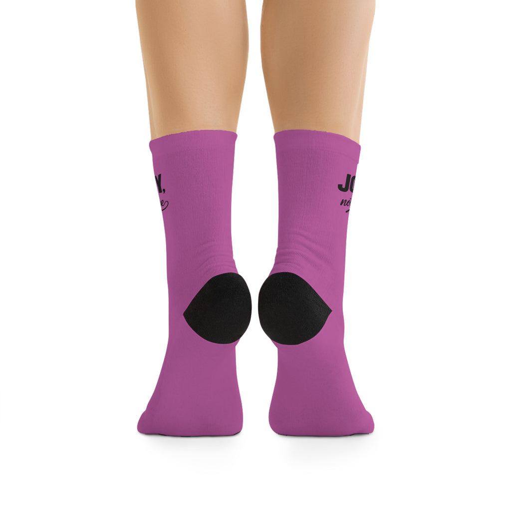 Purple Motivational Crew Socks2 — "Life Is a Journey, Not a Finish Line" Recycled-Poly