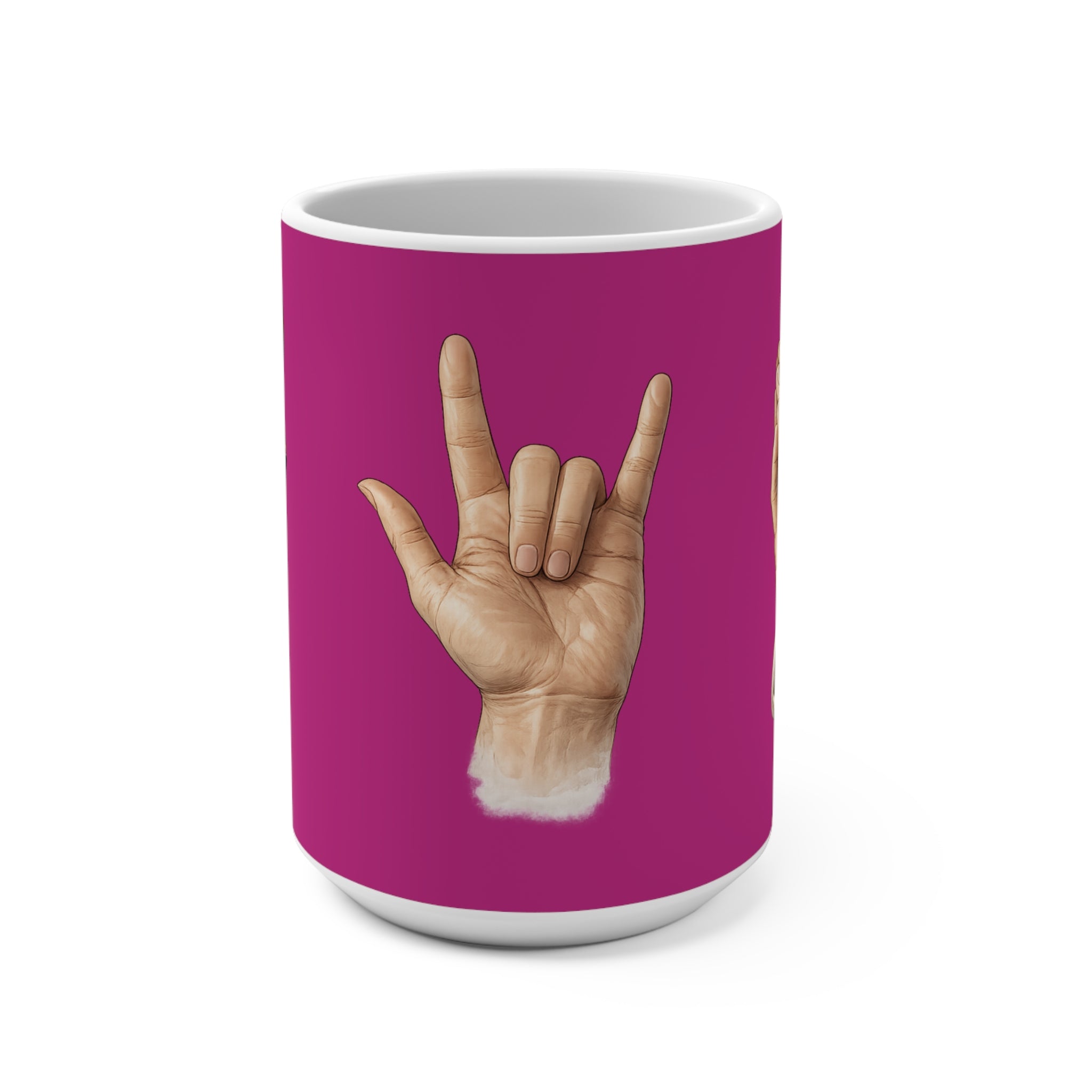 15oz Mug — Pink Prayer & Love Hand Illustration Coffee Cup