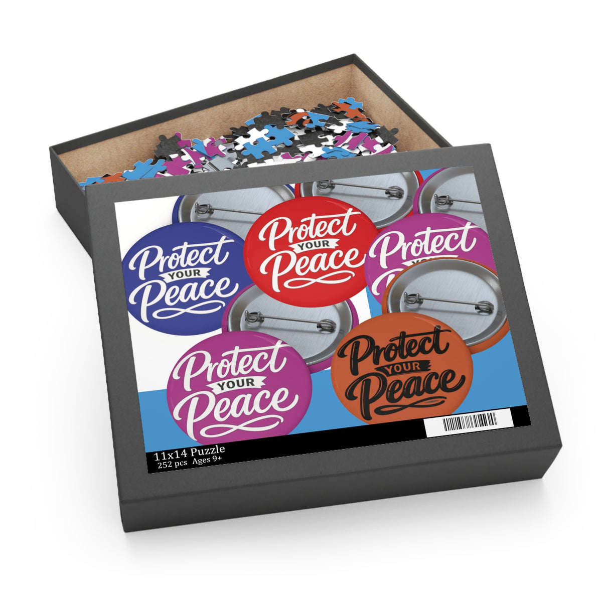 Protect Your Peace Button Puzzle — Motivational 120/252/500-Piece Jigsaw