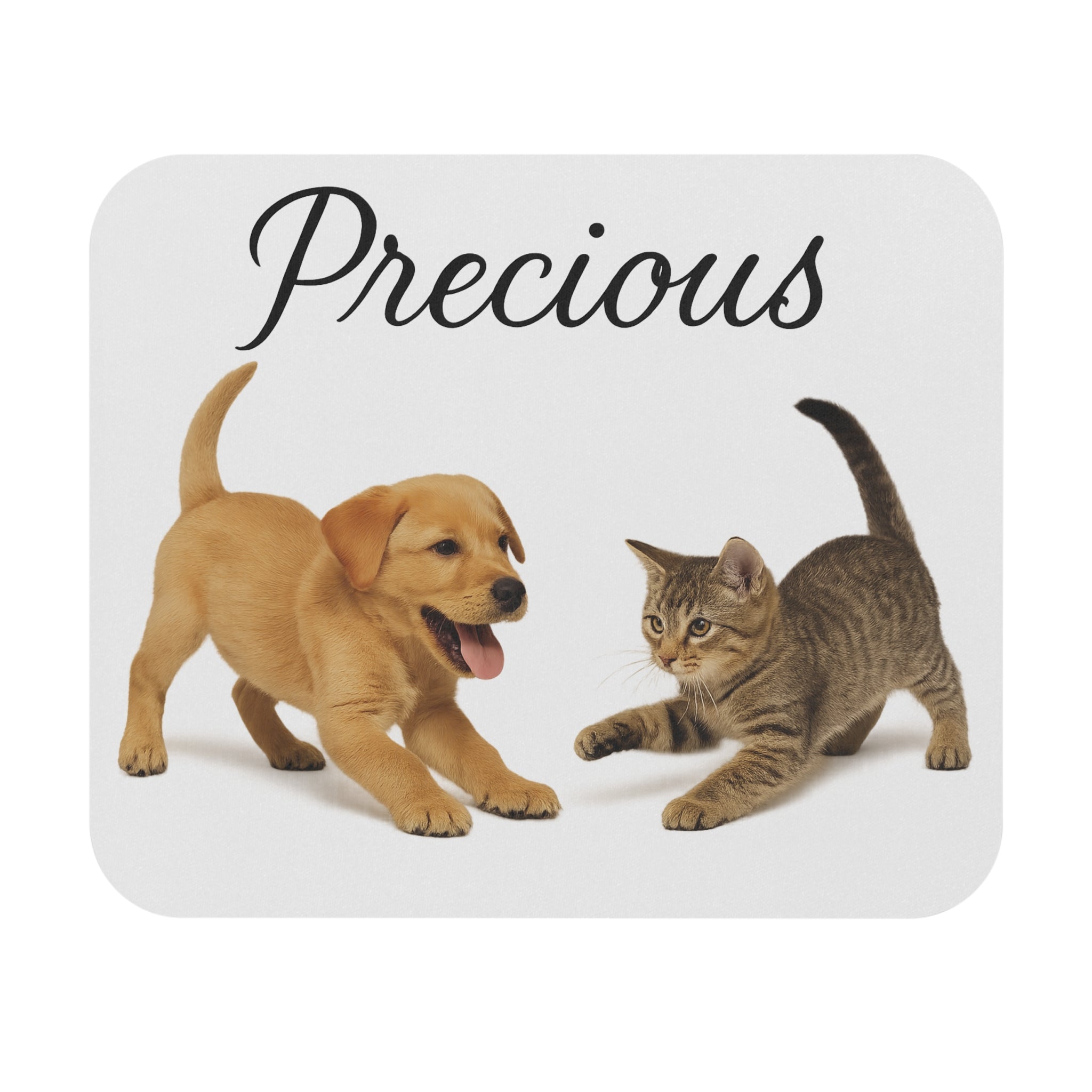 Precious Pets Rectangle Mouse Pad — Cute Puppy & Kitten Desk Mat
