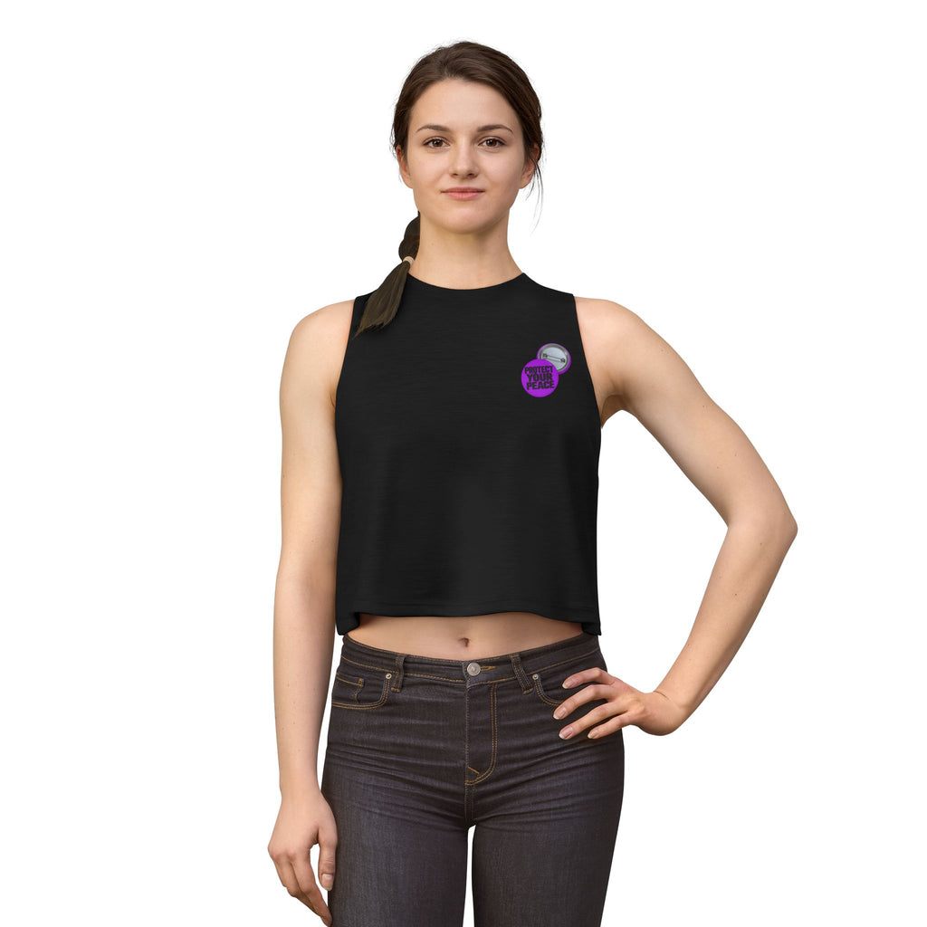 Crop Top — Small Purple Retro Cassette Graphic