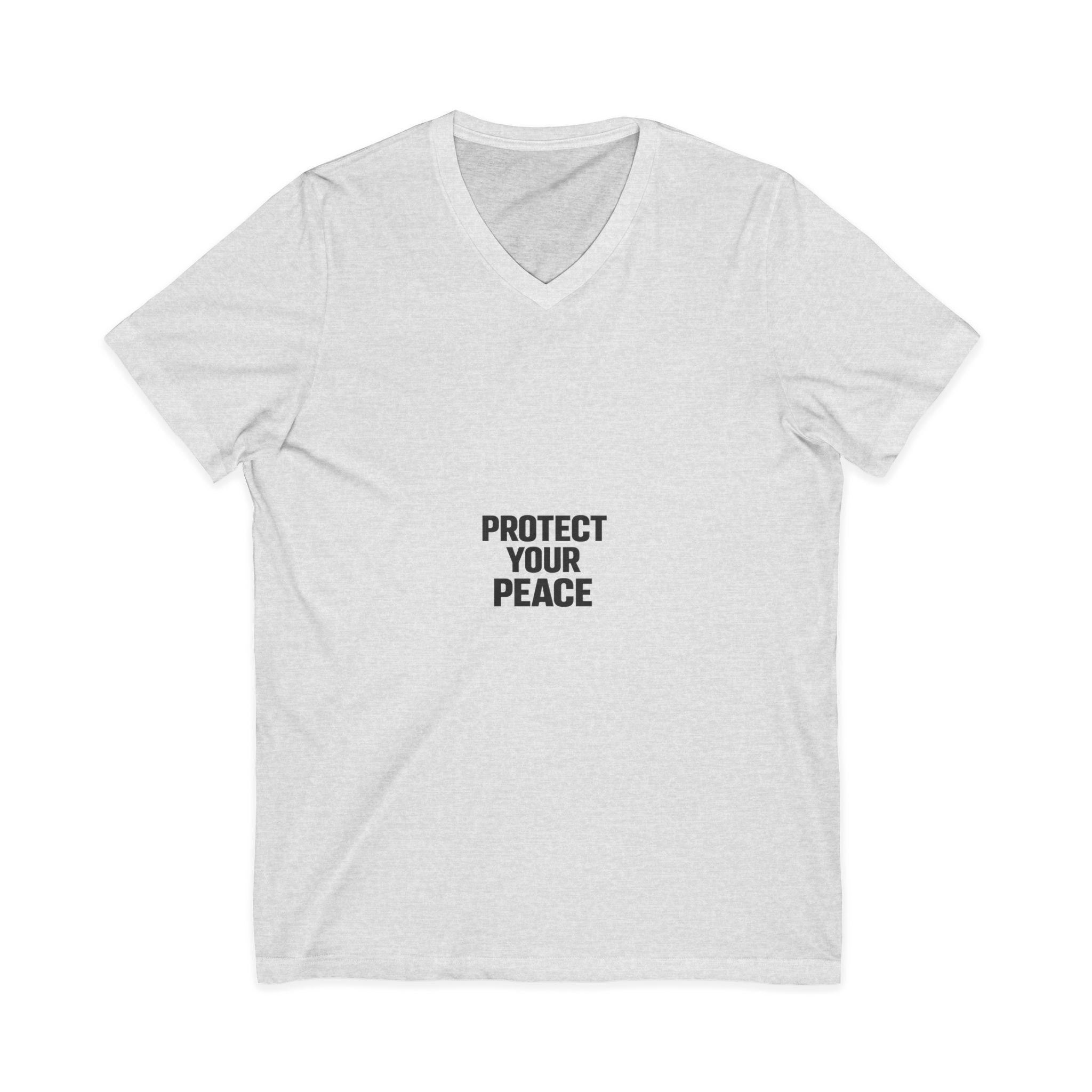 Protect Your Peace V-Neck Tee — Minimalist Self-Care Message Shirt