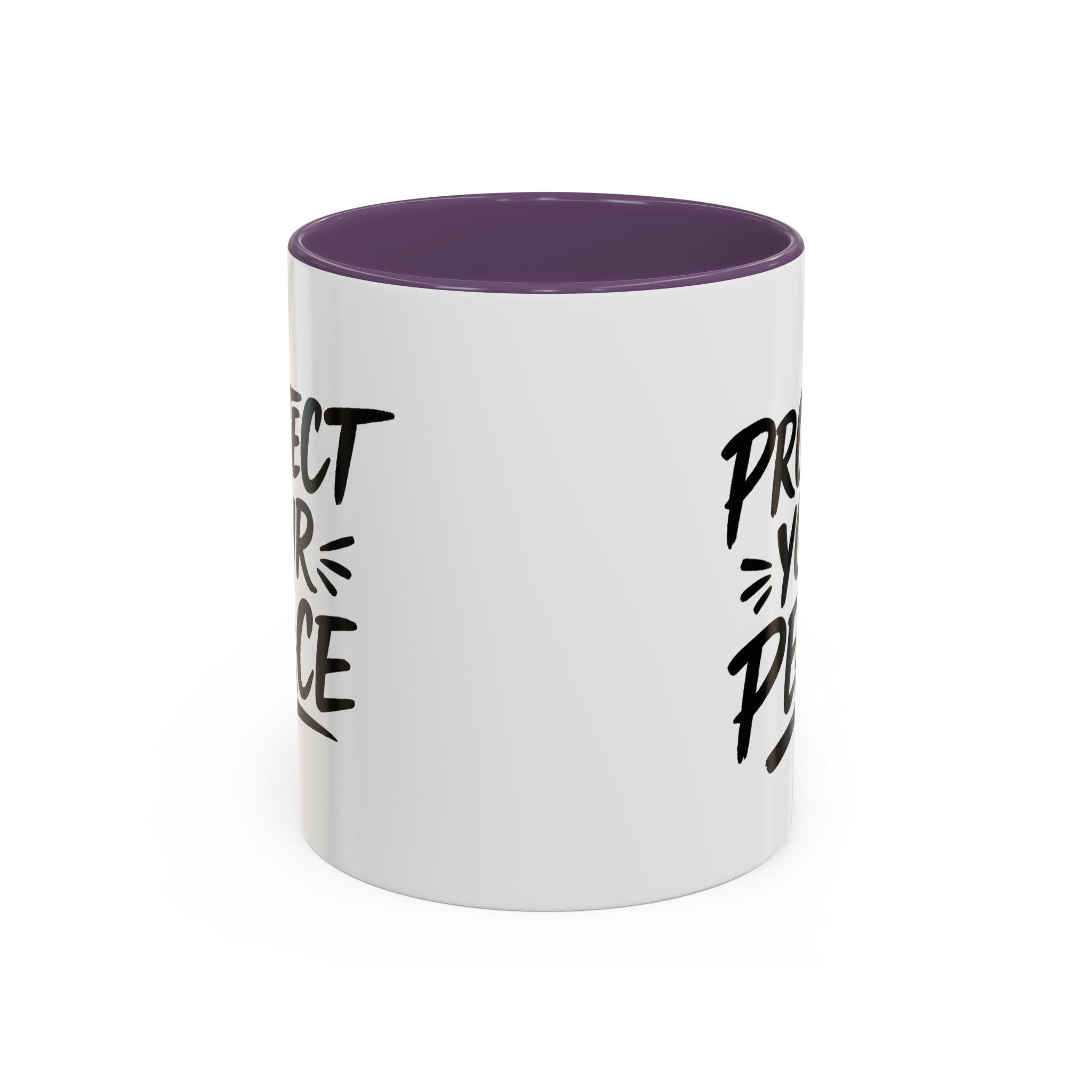Protect Your Peace Accent Coffee Mug — Inspirational Black & White Ceramic