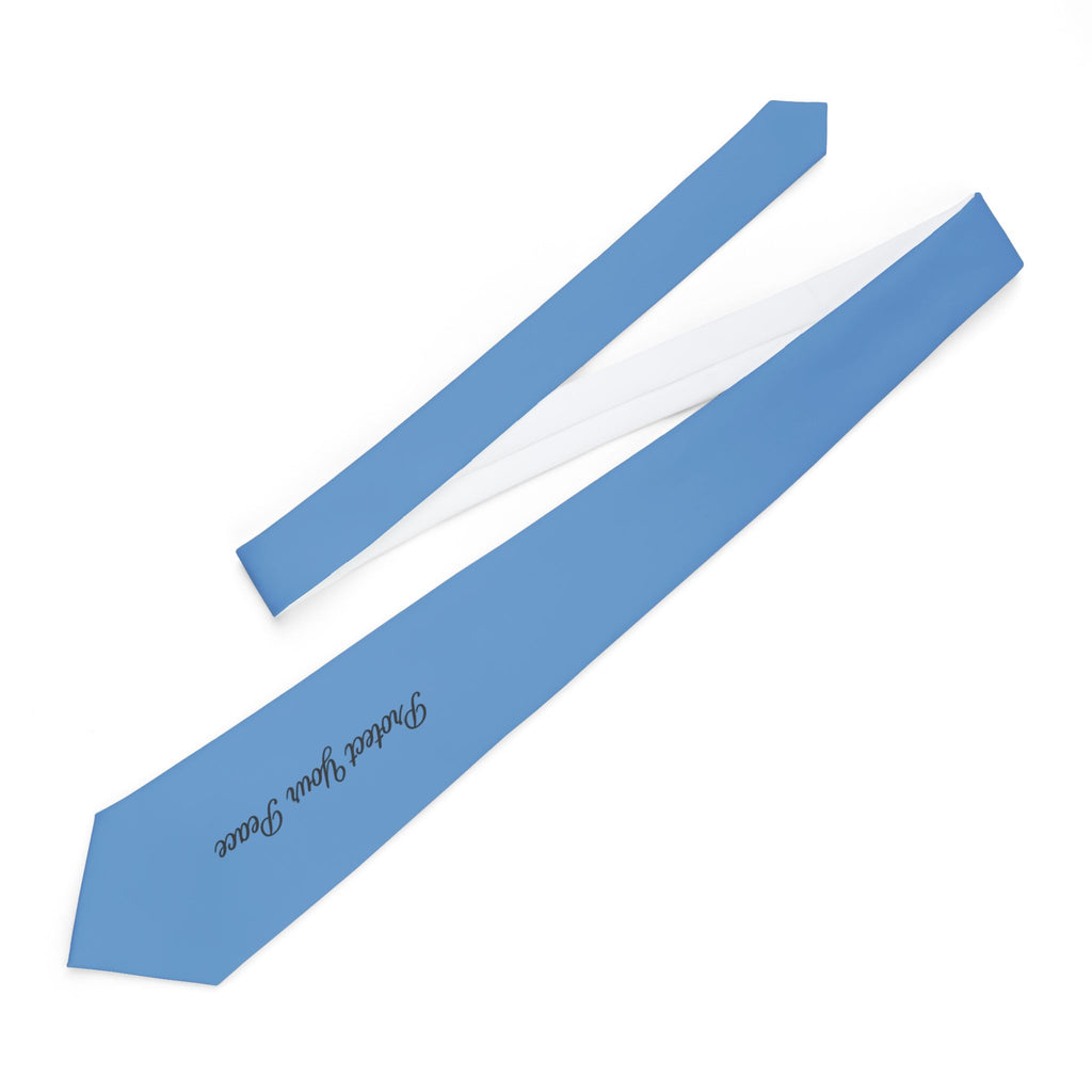 Solid Sky Blue Necktie with Script "Protect Your Peace" – Elegant Wedding & Groom Tie