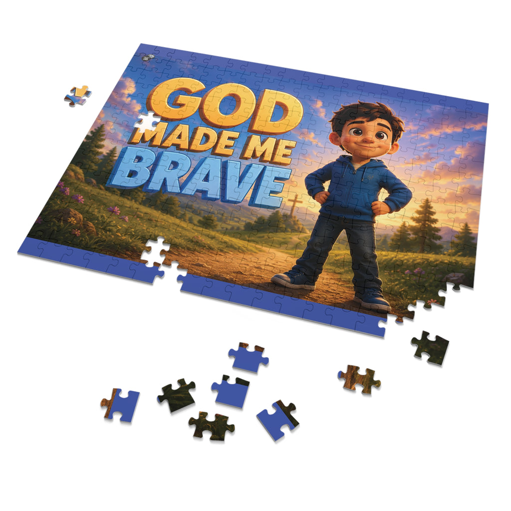 God Made Me Brave Kids Puzzle — 252-Piece Faith-Based Jigsaw with Tin