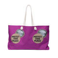 Protect Your Peace Weekender Bag — Pink Travel Tote with Badge Graphic