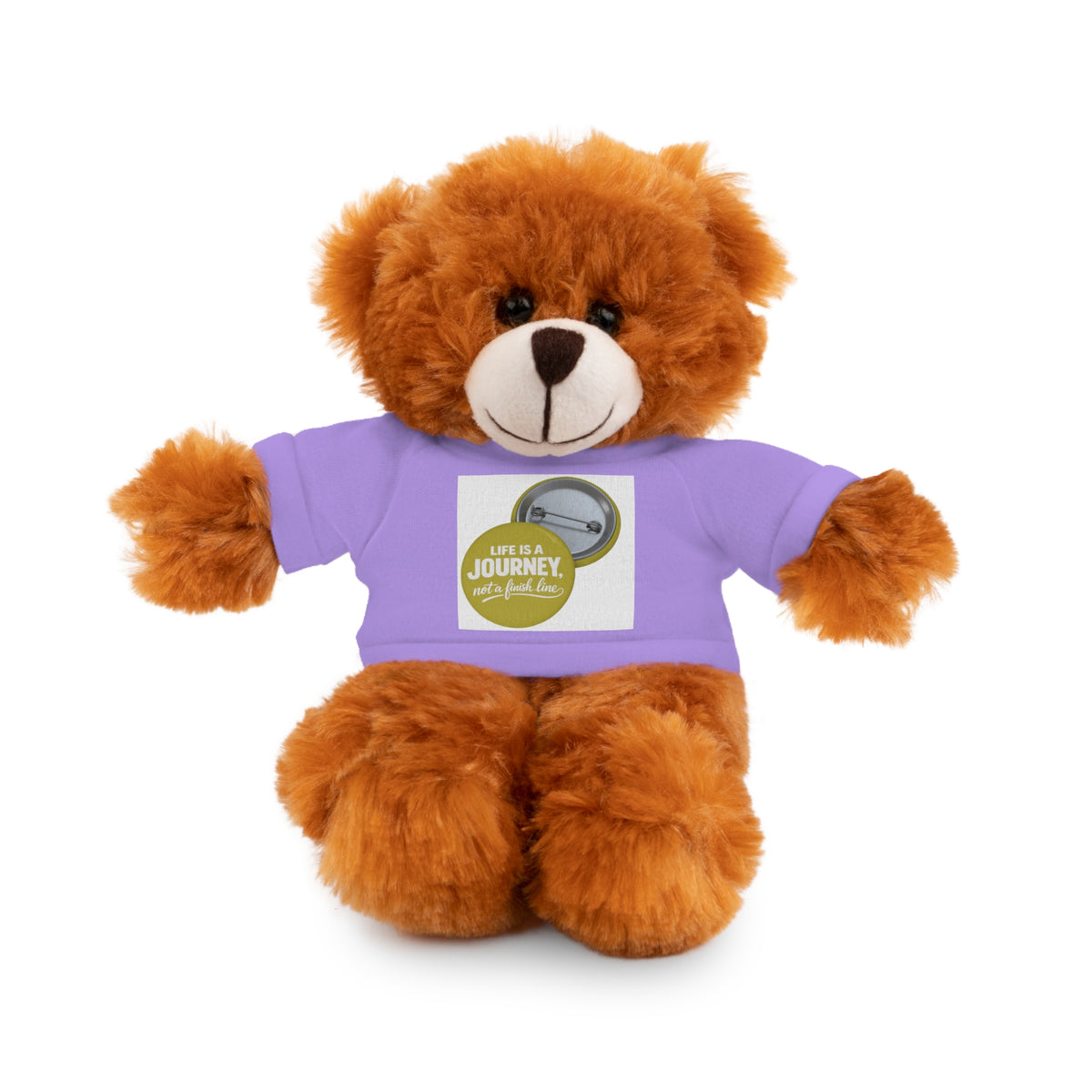 Cute Brown Teddy Bear with 'Life Is a Journey not a finish line.' Tee — Plush Gift for Kids & Travelers