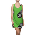 Protect Your Peace Racerback Dress — Bold Green AOP Peace Button Design