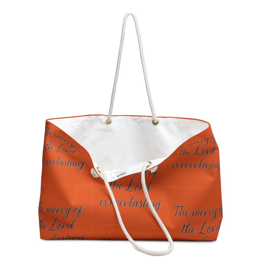 Weekender Bag – "The mercy of the Lord is everlasting" Religious Travel Tote