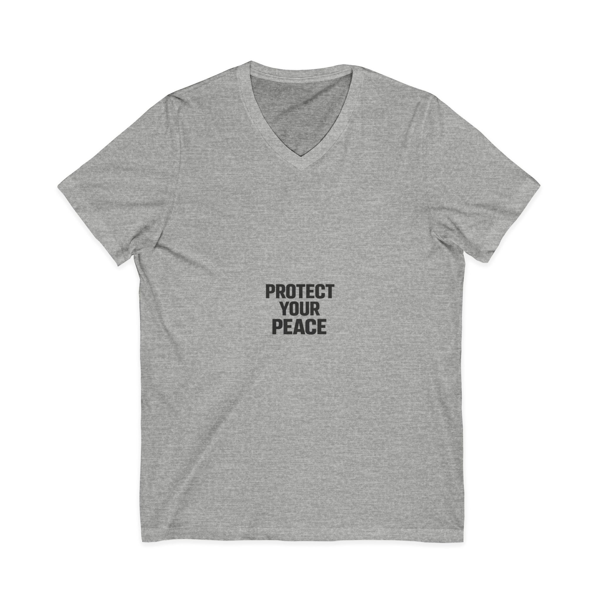 Protect Your Peace V-Neck Tee — Minimalist Self-Care Message Shirt