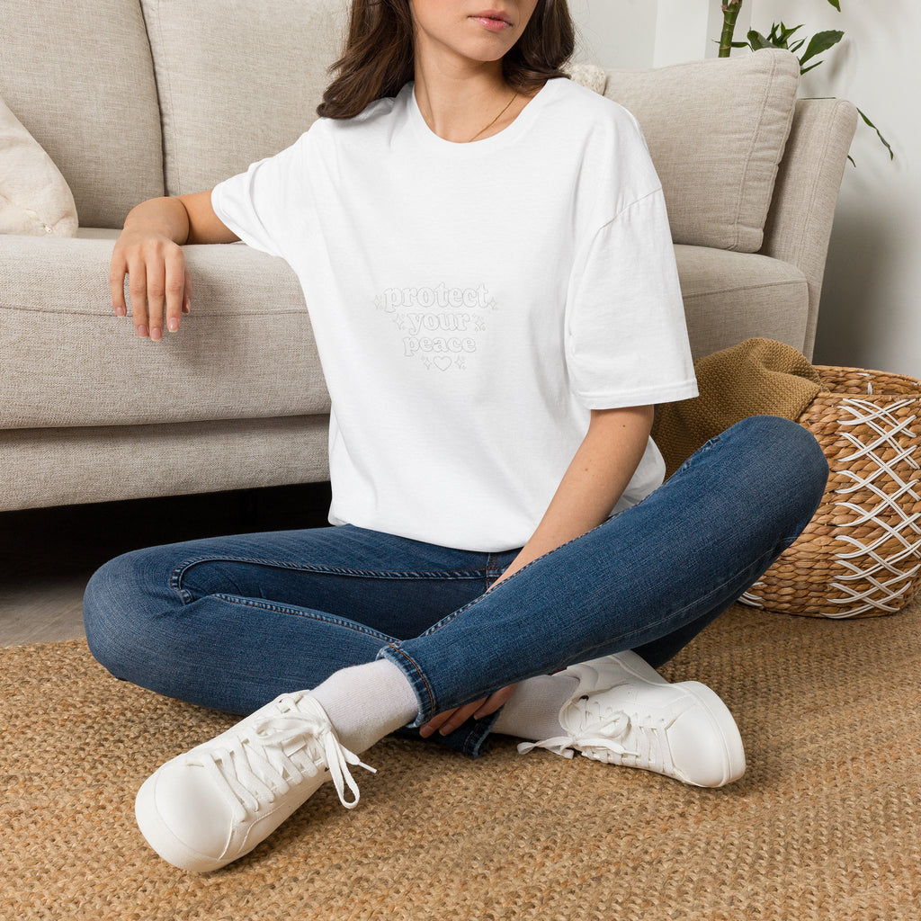 Protect Your Peace T-Shirt — Minimalist Embroidered Self-Care Tee