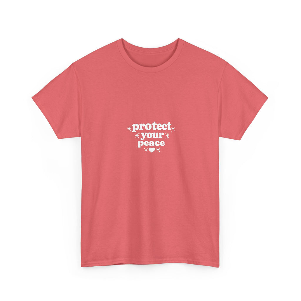 Minimalist White T‑Shirt — Subtle Embossed 'Unisex Heavy Cotton Tee' Design