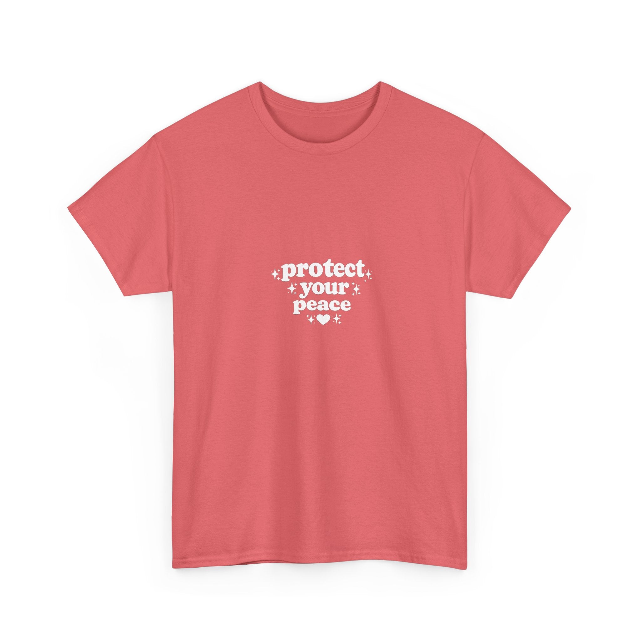 Minimalist White T‑Shirt — Subtle Embossed 'Unisex Heavy Cotton Tee' Design