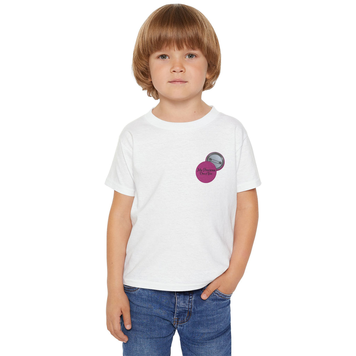 Toddler T-Shirt — "My Precious One of Four  Pink Button Graphic design