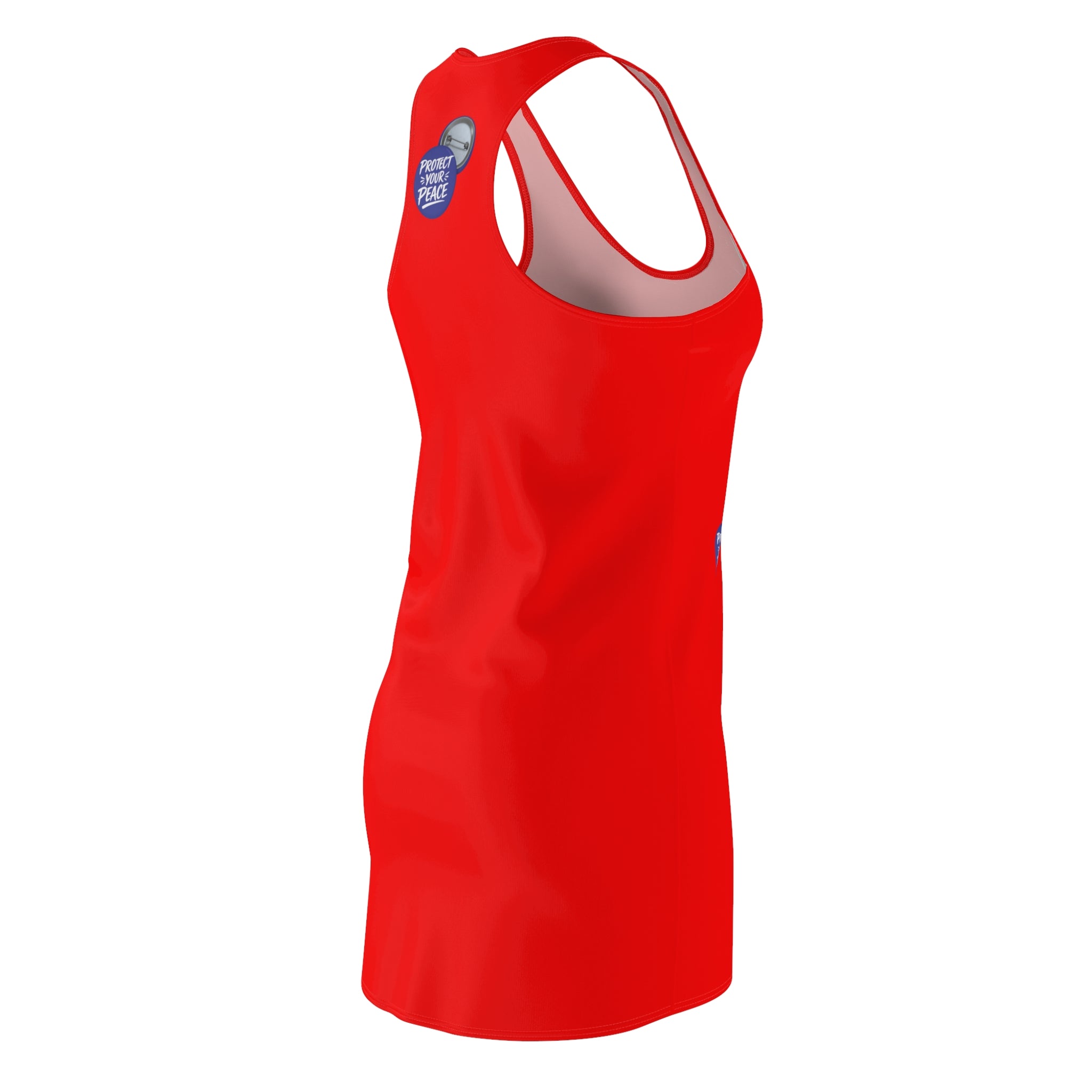 Racerback Dress — Red 'Protect your Peace' Heart Button Print