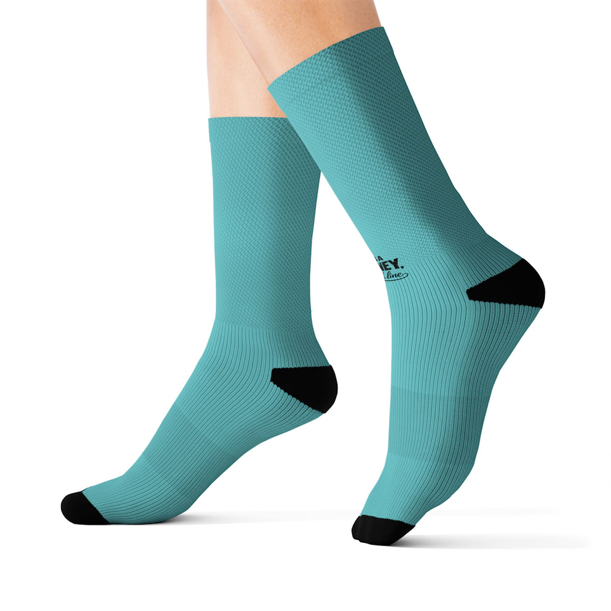 Teal Sublimation Crew Socks – Custom Full-Color Printed Athletic Socks Life is a Journey not a finish line.