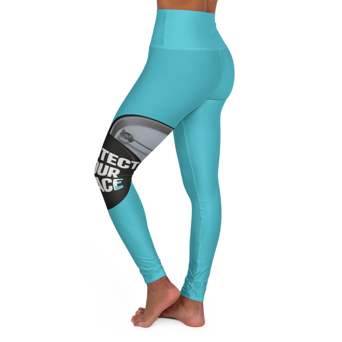 Protect Your Peace High-Waisted Yoga Leggings — Aqua
