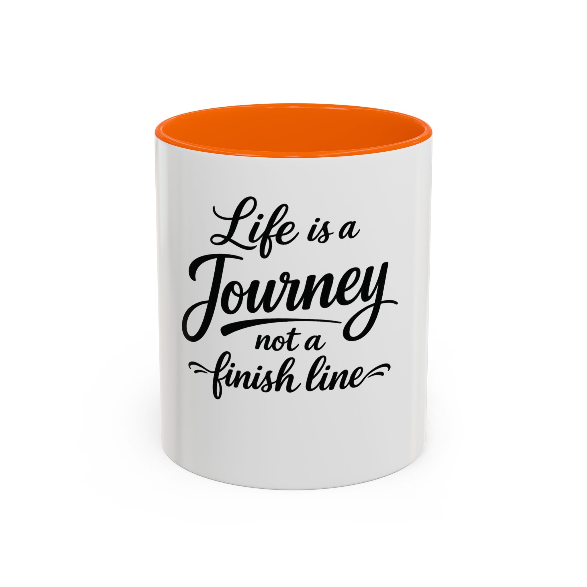 Life Is a Journey Not a Finish Line Accent Coffee Mug – Inspirational Quote Ceramic Mug (11/15oz)