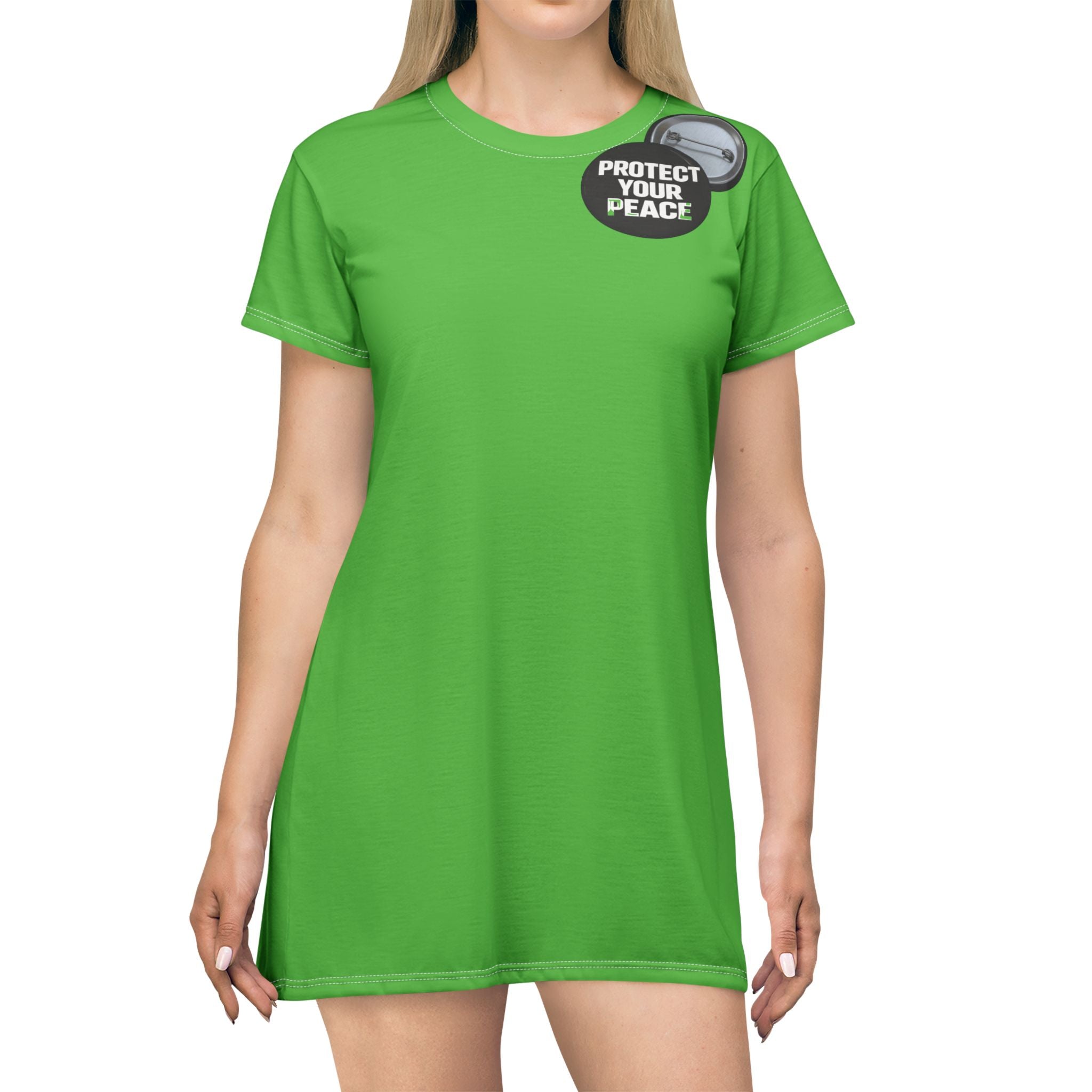 Protect Your Peace T-Shirt Dress — Relaxed AOP Graphic Tea Dress