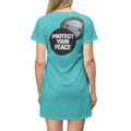 Protect Your Peace T-Shirt Dress — Empowering Button Graphic AOP