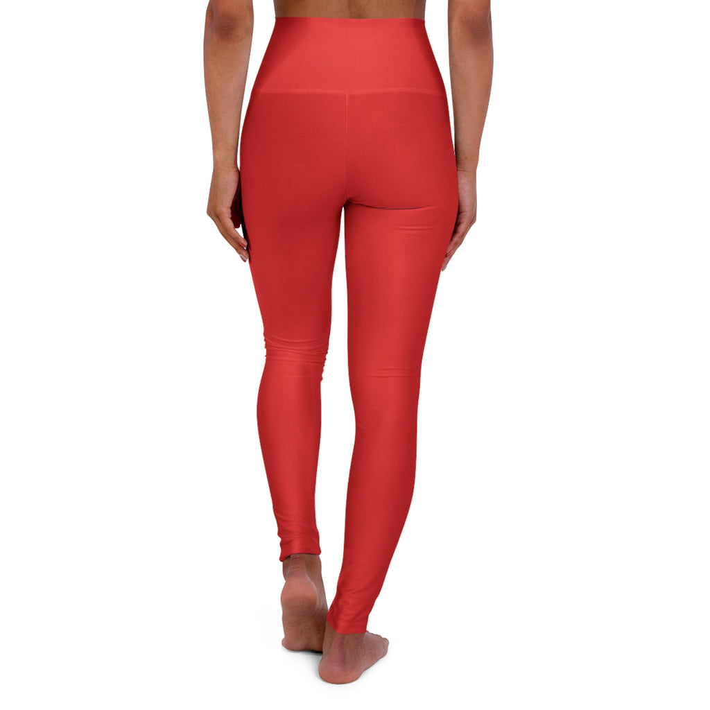 Red High-Waisted Yoga Leggings — Protect your peace Comfortable Activewear