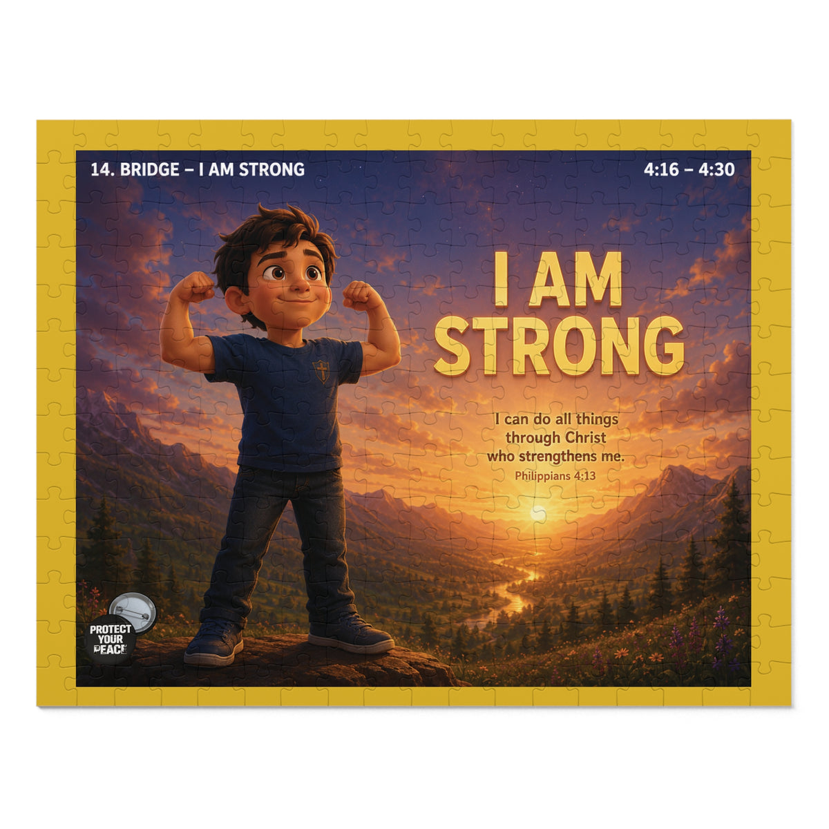 I Am Strong Faith Kid Puzzle — 252-Piece Inspirational Jigsaw with Tin