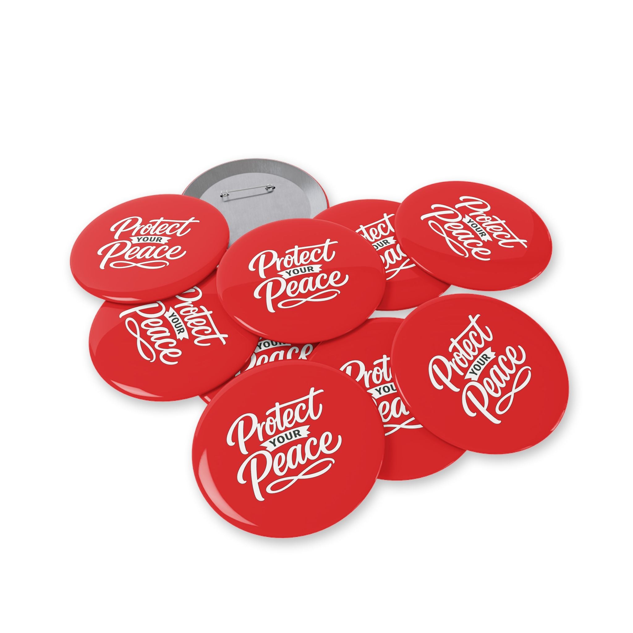 Protect Your Peace Round Pin – Red Motivational Button