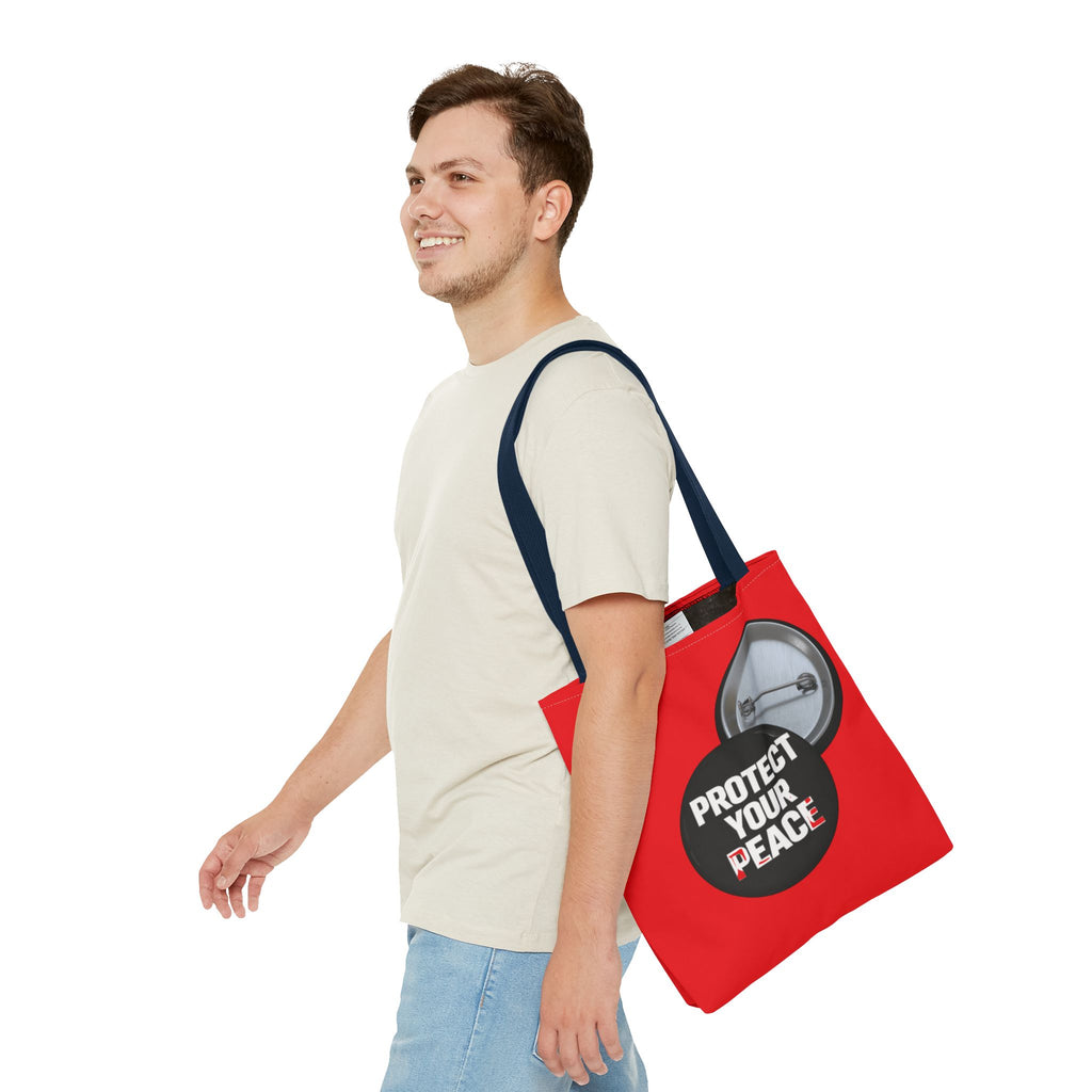 Tote Bag — "Protect Your Peace" Button Design All-Over Print Tote
