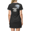 Protect Your Peace T-Shirt Dress — Graphic Black AOP Message Dress