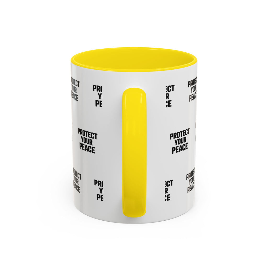 Protect Your Peace Accent Coffee Mug — Repeating Text 11/15oz