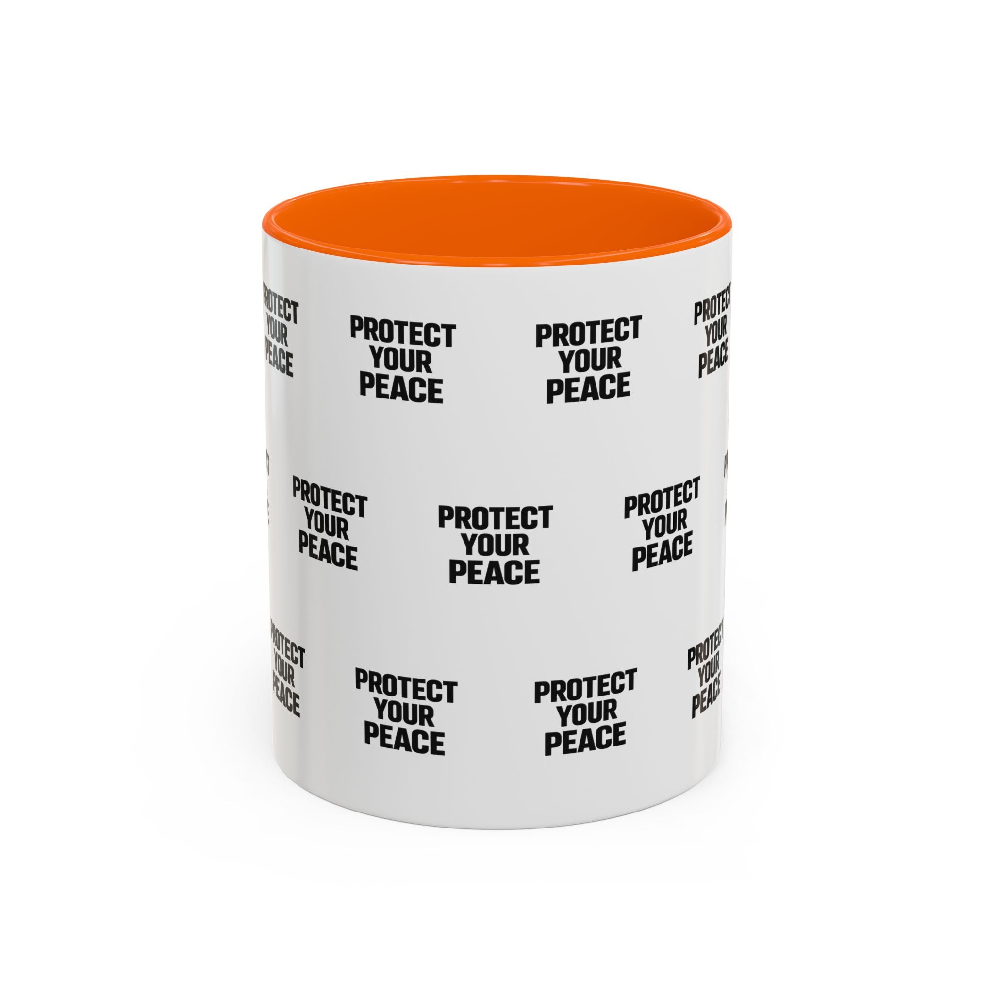 Protect Your Peace Accent Coffee Mug — Repeating Text 11/15oz