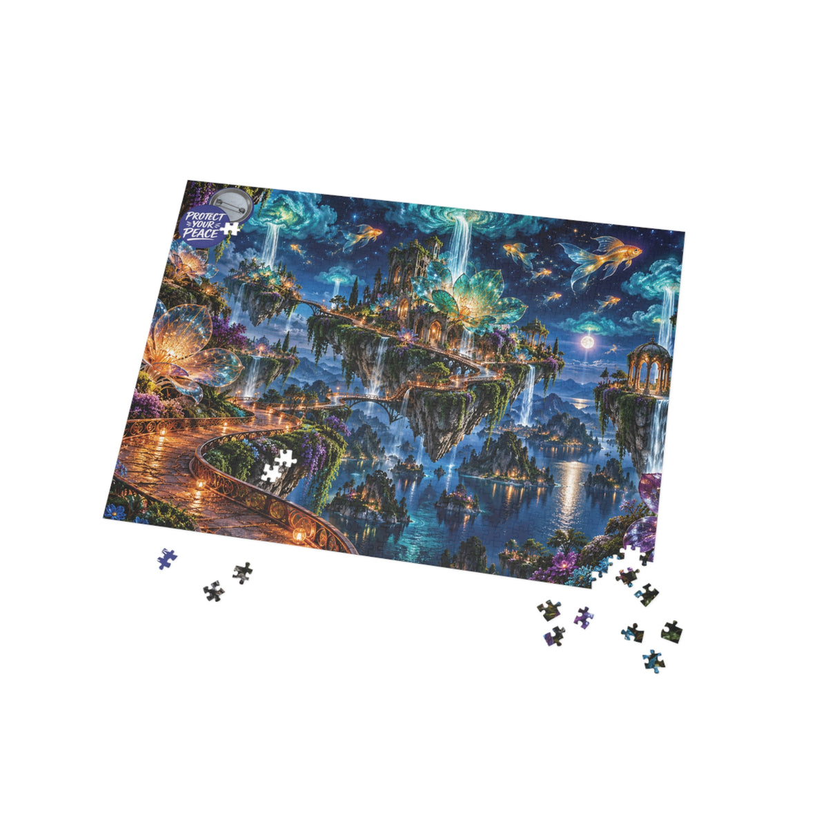 Floating Island Fantasy Puzzle — Mystical Nightscape Jigsaw (96/252/500/1000 pcs)