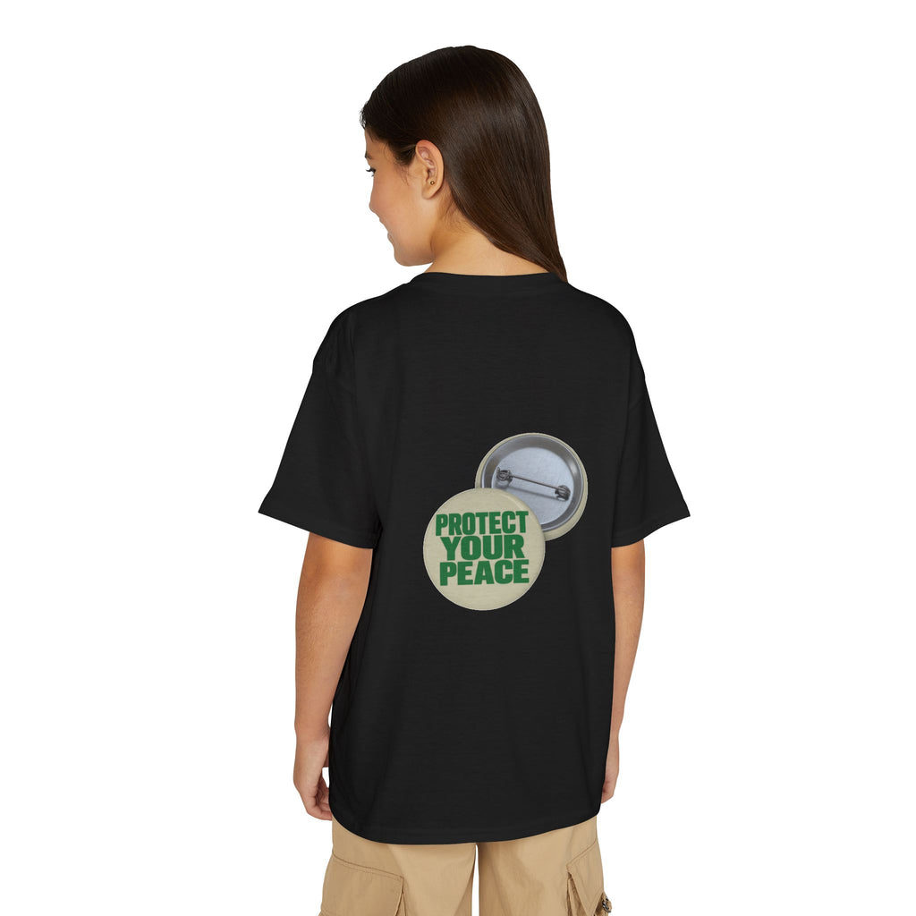 Youth T-Shirt — "Protect Your Peace" Button Graphic