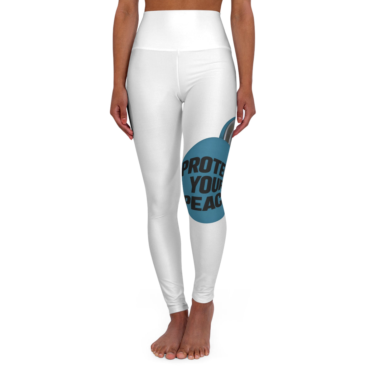 High-Waisted Yoga Leggings — "Protect Your Peace" Graphic Leggings
