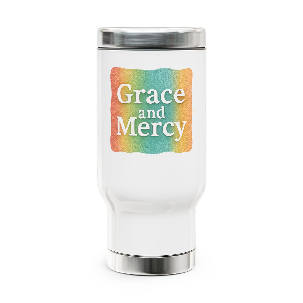 Grace and Mercy Travel Mug — 14oz Stainless Steel Insulated Handle Mug