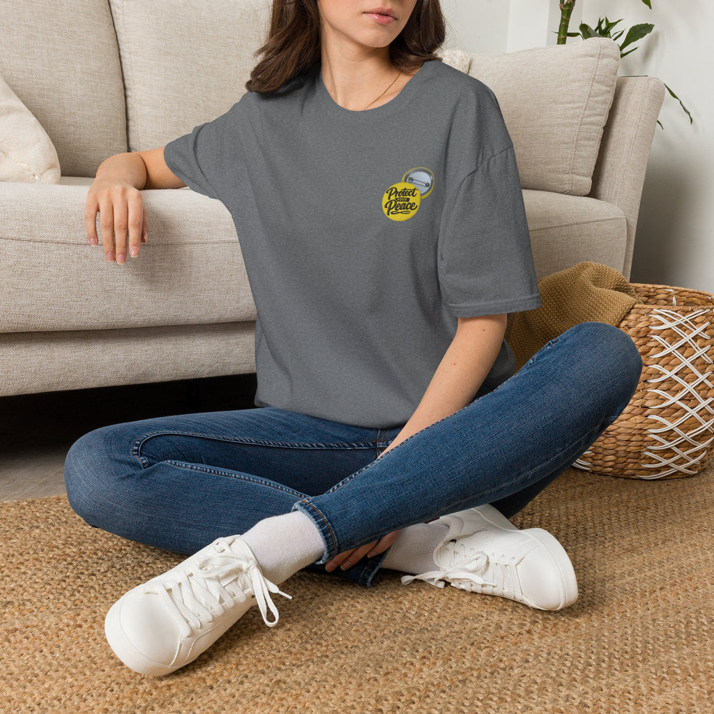 T-Shirt — 'Protect the Peace' Yellow Badge Casual Tee