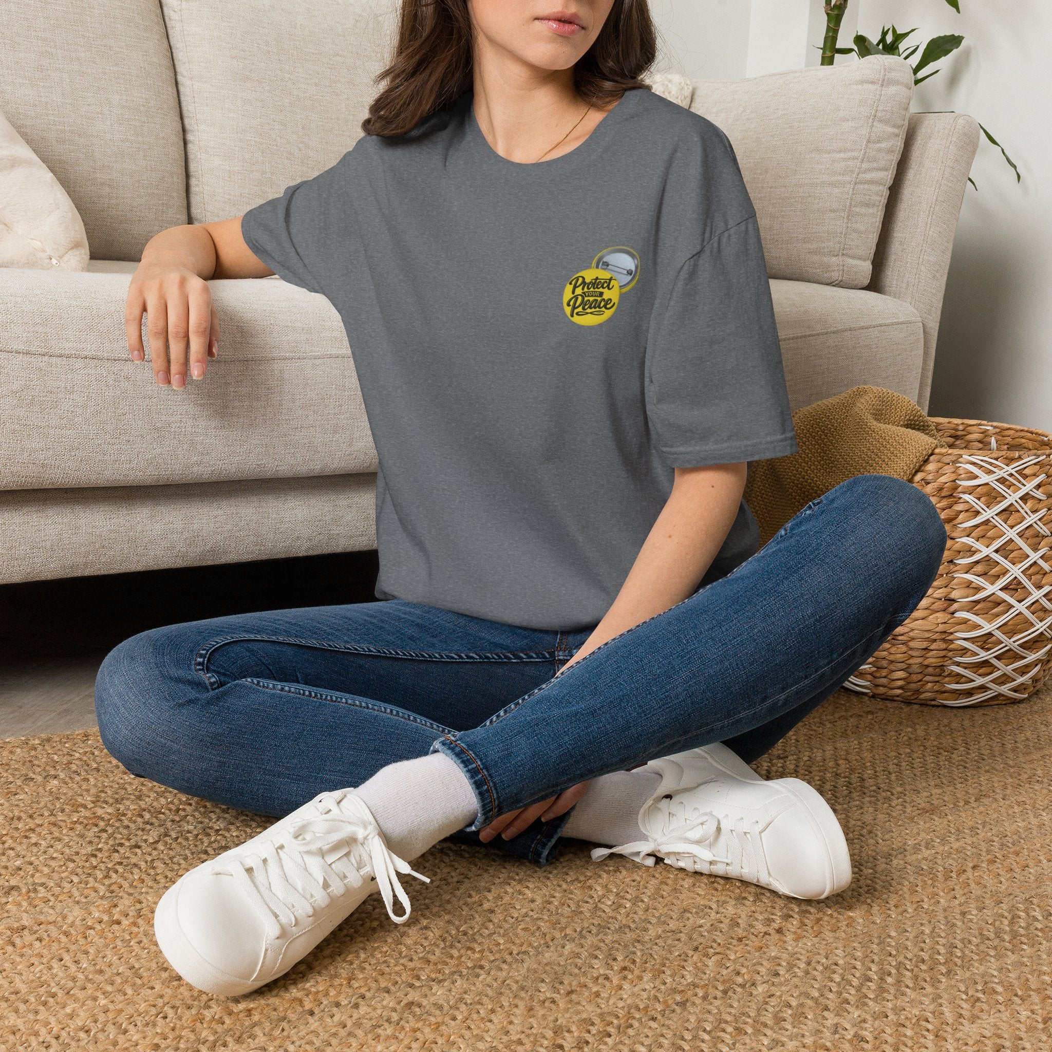 T-Shirt — 'Protect the Peace' Yellow Badge Casual Tee