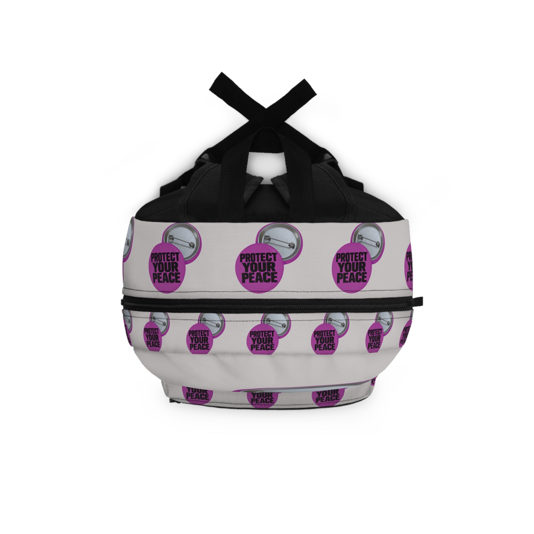 Protect Your Peace Backpack – Pink Button Pattern School & Travel Bag
