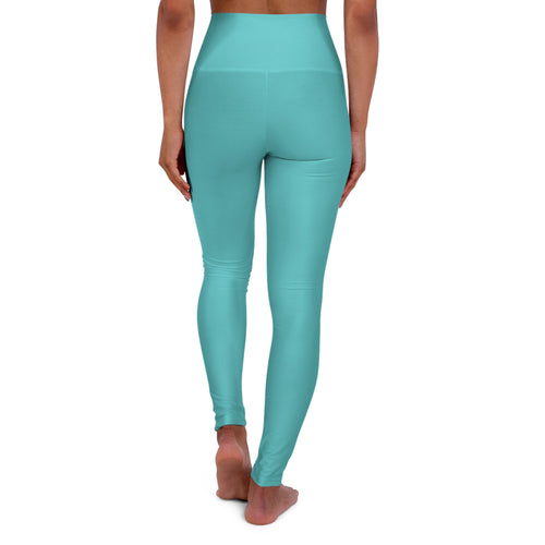 Aqua High-Waist Yoga Leggings — Seamless Stretch Activewear Graphis design Protect Your Peace.