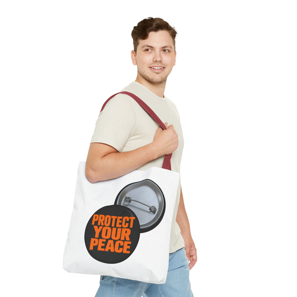 Tote Bag — Protect Your Peace Button Print Canvas Tote