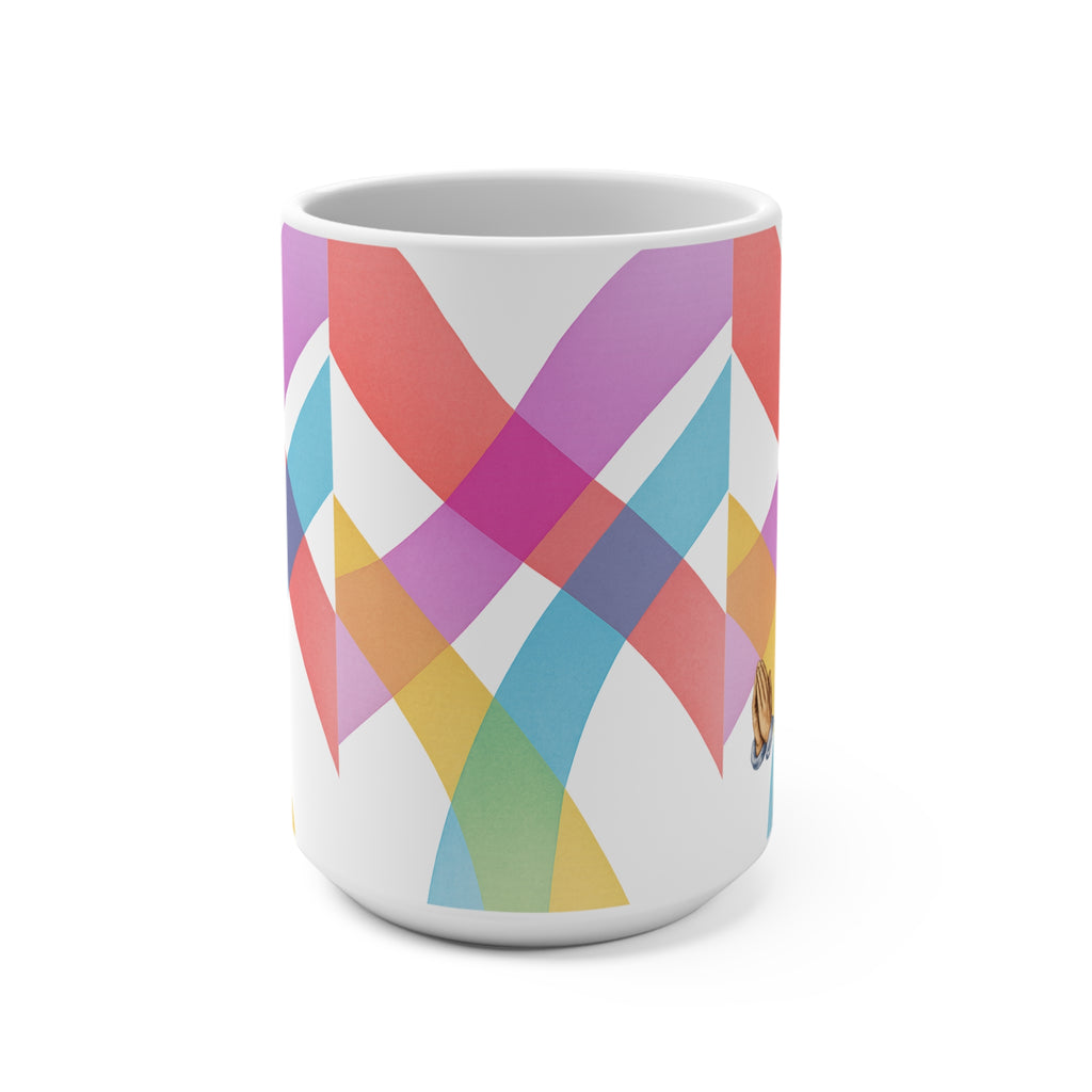 15oz Colorful Overlap Pattern Mug — Bright Geometric Coffee Cup