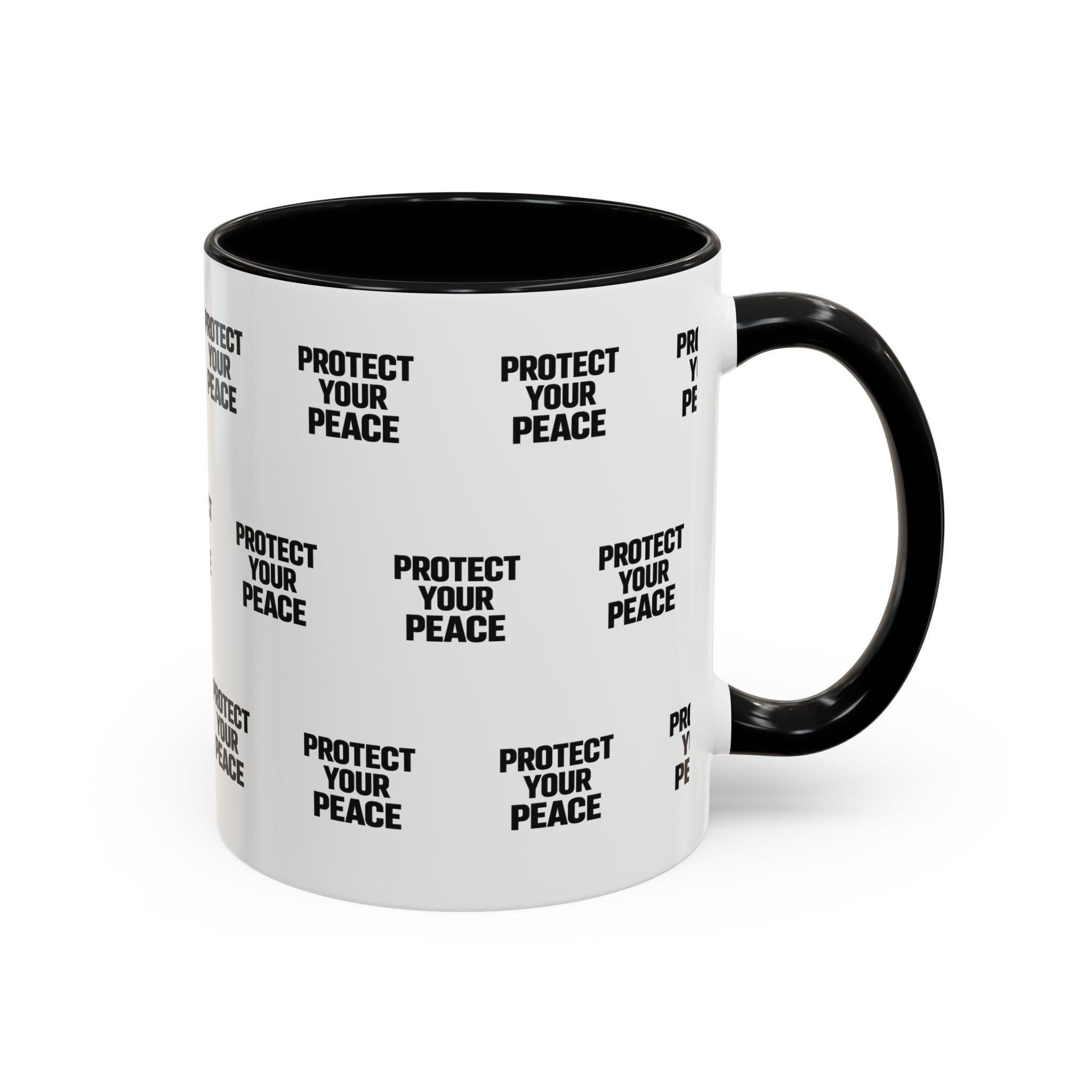 Protect Your Peace Accent Coffee Mug — Repeating Text 11/15oz