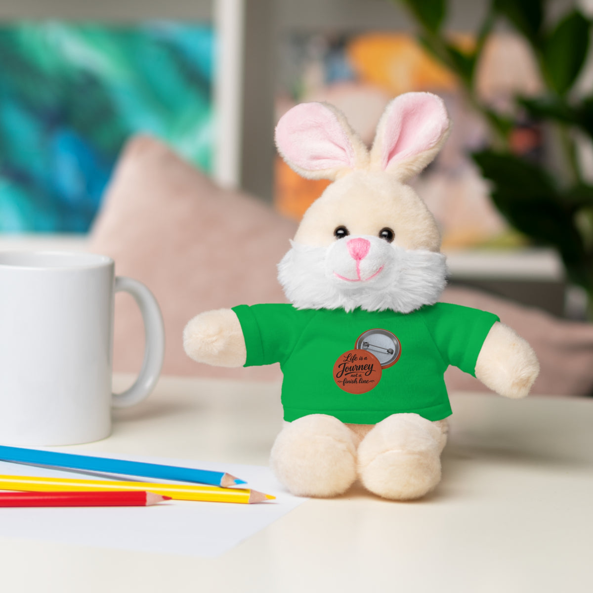 Life is a journey not a finish line. Plush Teddy Bear with Printed Tee — Cute Personalized Gift for Kids & Couples