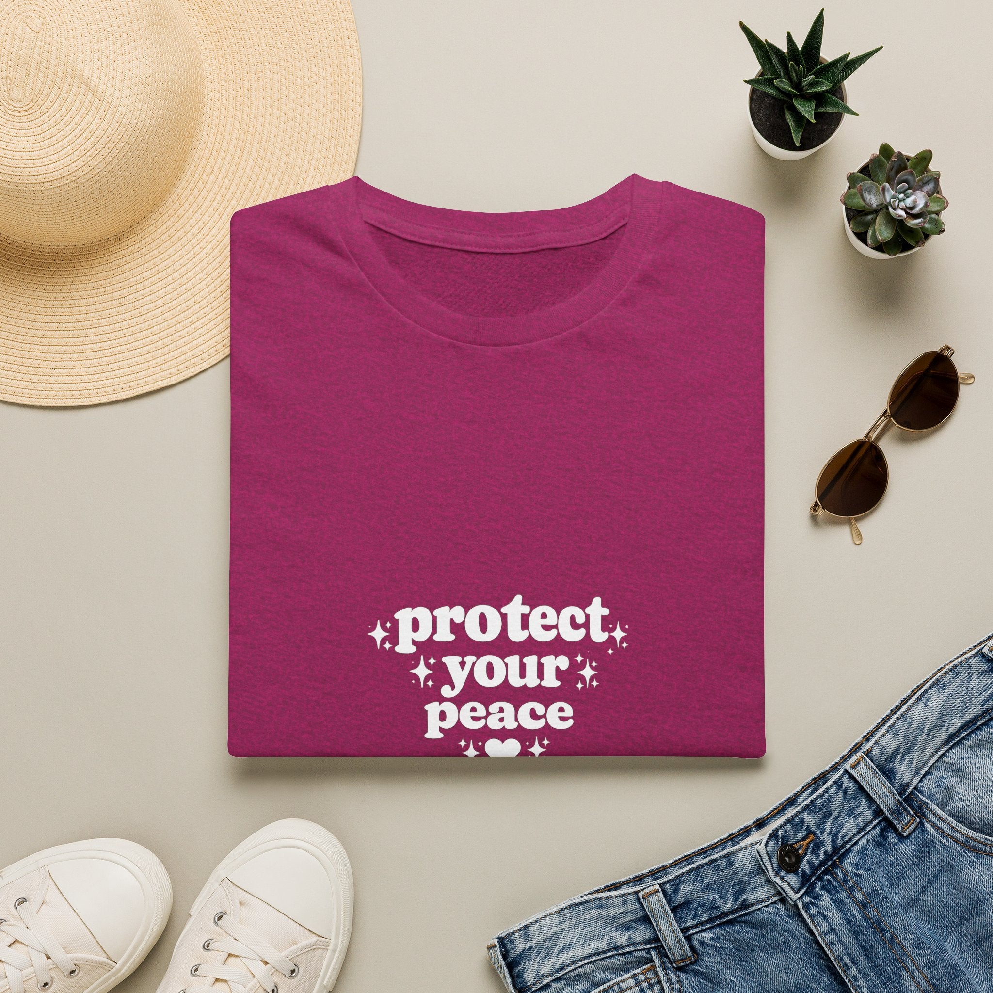Protect Your Peace T-Shirt — Minimalist Embroidered Self-Care Tee