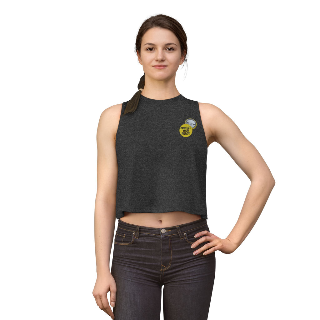 Women's Crop Top — 'Protect Your Peace' Minimal Badge Tank Top