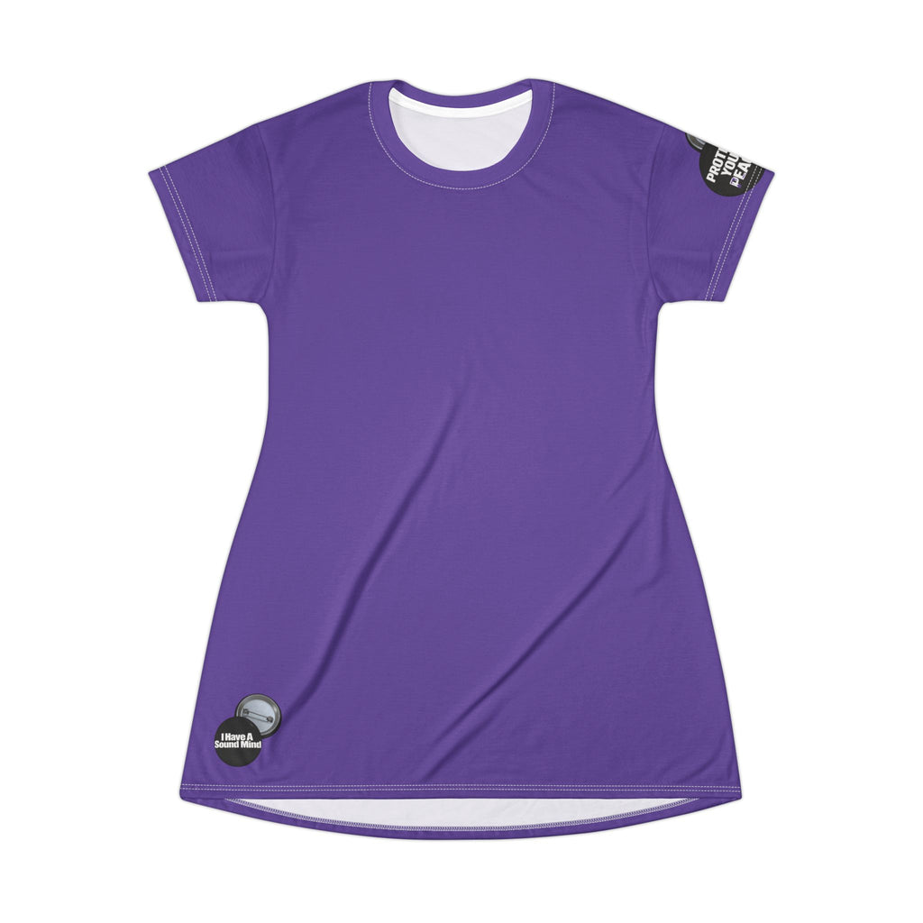 Purple T-Shirt Dress graphic I have a sound mind right bottom protect your peace sleeve.